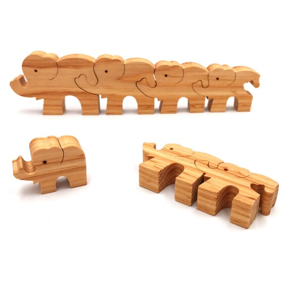 Puzzle Elephants - Educational Toy for Kids - Puzzle Montessori Toy - Wooden Puzzle Toy for Kids - Toddler Christmas Gift