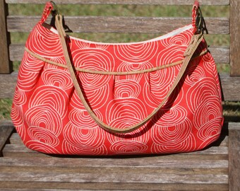 Organic Red Ripple Retro Modern Buttercup Bag w/Cork Handle