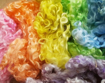 Unicorn locks, British wool Teeswater curls pastel baby locks for felting , dolls hair, fairy felting hair,
