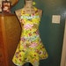 Reversible Apron/Women’s Apron/Handmade Apron/Tuscan Gold Yellow, Floral Shades of Red, Pink, Cream, Dusty Teal Blue Print