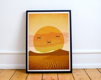 Force Awakens - Tie Fighters on Jakku - Star Wars Episode VII Minimalist Art Poster Print - (Available In Many Sizes)