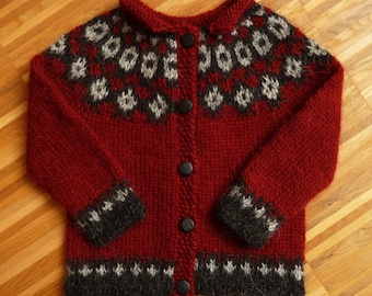 Red Island wool sweater for kids-Lopi Lopapeysa