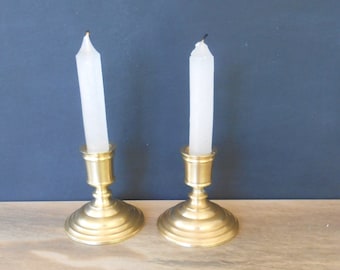 Solid Brass 2 Candlesticks,Brass candle holder,Vintage brass candlesticks,Made in Hong Kong