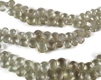 Natural Lemon Quartz Beads, Pale Yellow Briolettes, 28 Sparkling Natural Gemstone Beads, 4 Inch Strand, 28 Stones, 6x4mm-11x7mm (B-Lq1)