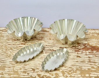 Mini tart pans,made in France,set of 4,oval,round,french tart pans,candy molds,chocolate molds,pastry molds,candle molds,fluted tart pans,
