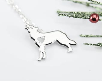 Wolf Necklace, Silver Wolf Charm, Animal Charm, Personalized Necklace, Charm Necklace, Customized, Monogram