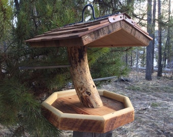 Unique Barnwood and Copper Bird Feeder Pine Functional Holiday Birthday Wedding Gift #0279