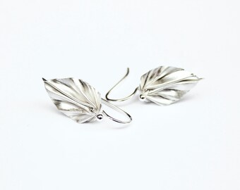 Fine Silver Origami Dangling Leaf Earrings, Silver Leaf Earrings, Nature Jewelry, Eco Jewelry, Upcycled Jewelry, PMC Fine Silver Earrings