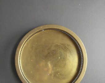 Ornate Brass Tray - Round Brass Tray - Brass Tray with Sides or Rim