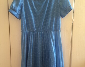 Blue polka dot 50s day dress