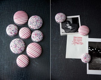 Fabric Button Magnet Set - Purple/Pink