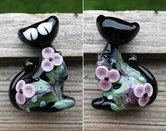 Pretty Kitty focal lampwork bead