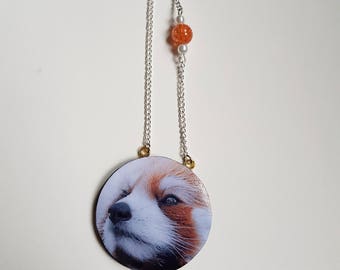 Red panda polymer clay necklace