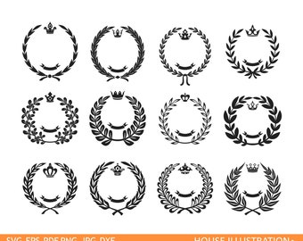 Leaf wreath svg - laurel wreaths clipart digital download - leaf circle monogram frame files svg, png, dxf, eps