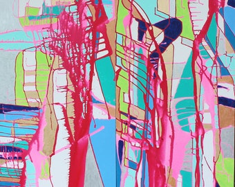 Original paintings 2, 24x48 Curiouser & Curiouser by Jennifer Moreman