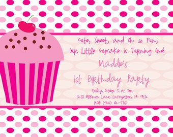 DIY DIGITAL PRINT Cupcake Birthday Invitation