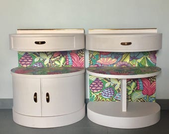 Round nightstands - powder pink boudoir