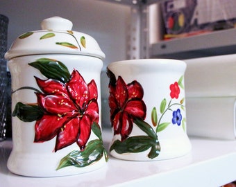 Floral Porcelain Sugar Bowl Set
