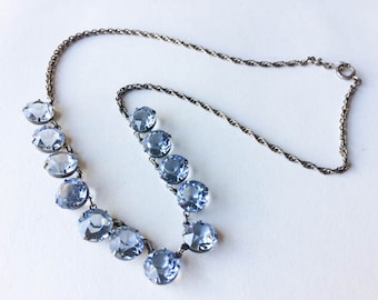 Blue crystal necklace | Sterling silver necklace | Blue crystal jewelry | Gifts for her | Mother's day gift | Vintage crystal necklace |