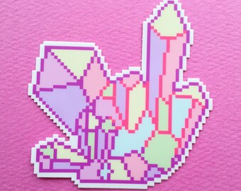 aura crystal vinyl sticker feat. pixel art by bitmapdreams