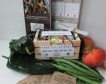 Gourmet Chef Garden Kit - 100% USDA Organic - Custom Garden Seeds - Fun & Easy Specialty Garden - Foodie Gift Set - Beginner