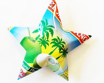 El Mexicano Coconut Water Stars, Christmas Ornaments, Aluminum Can Upcycled