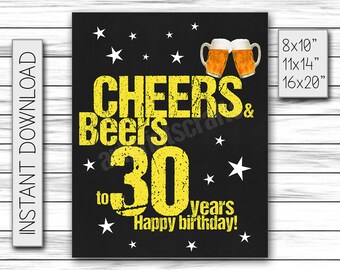 Download Cheers & Beers Decal 30th Birthday Drink Huggers DIY Cheers