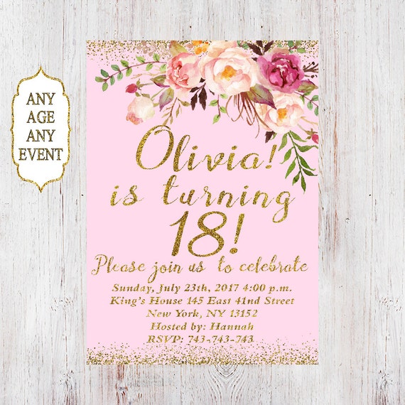 Example Of 18th Birthday Invitation Card