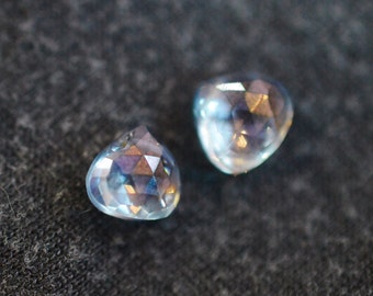 Mystic Topaz- Light Periwinkle Faceted Teardrop Gemstones - Pair