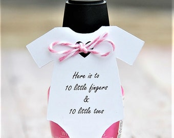 PRINTABLE ~ Here is to 10 little fingers & 10 little toes ~ Gift Tags ~ Baby Onesie Tags ~ Baby Shower Party Favors PDF DIY 2"