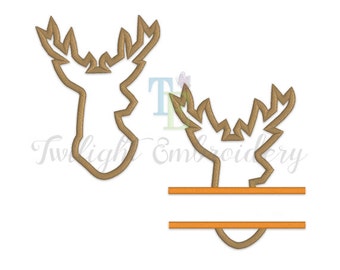 Set of 2 Deer Head Applique Machine Embroidery Designs, Deer Machine Embroidery Design, Deer Split Applique Machine Embroidery Design 0016