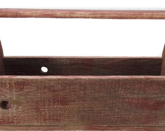 R & W Handmade Distressed Reproduction Wooden Tool Box/Carrier with Handle