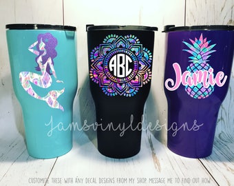 Rtic Tumbler, Monogram Stainless Tumbler, 30oz Rtic Cup, Monogram Cup, Tumbler with Decal, Mandala Tumbler,Personalized Tumbler