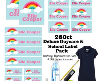 Deluxe Back to School Label Pack- Kids Personalized Labels, School Supplies Labels Rainbow, Camp Label Pack, Daycare Label Pack