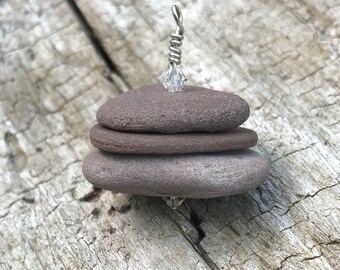 Cairn Necklace, Beach Stone Necklace, Stacked Stone Necklace, Zen, Natural Stone, Beach Stone Jewelry, Beach Stones, Cairn, Birthstone
