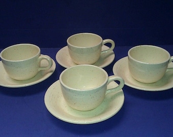 Vintage 8 Piece Set Franciscan Pottery COUNTRY CRAFT Almond Cream Includes 4) Cups & 4) Saucers Made in USA