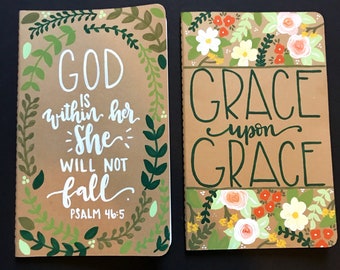 Personalized set of Moleskine Notebooks, hand painted, journals