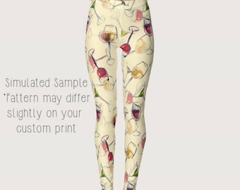 Wine Leggings, Yoga Pants, Grapes, alcohol, beverage, vino, winery, white, red, fruit, rose, mead, Drinking, Glasses, Sommelier XS-XL Wine 2