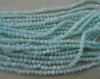 3-3.25 mm Sky Blue Peruvian Opal Smooth Round Full 13 inch Strand-Best Price-AA+