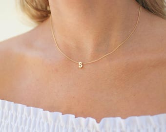 Gold Initial Necklace | Minimal Initial Necklace | Tiny Initial Necklace | Name Necklace | Gold Letter Necklace | Personalized Name Necklace