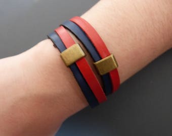 Bracelet 2 leather double straps