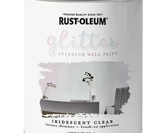 Rust-Oleum Brush-On Glitter Paint Iridescent Clear Quart Size -- Priority Mail Shipping -- 323860