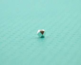 sterling silver bead 4mm - 10pcs - faceted cube spacer bead - silver spacer bead - sterling spacer bead - faceted spacer bead