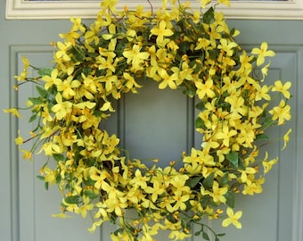 Spring Wreath - Spring Forsythia Wreath - Wreath for Door