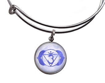 Third Eye Chakra Charm Bangle | Chakra Jewelry Chakra Bracelet Boho Bangle Yoga Bracelet Meditation Bracelet Ajna Chakra Indigo Blue Chakra