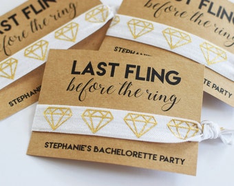 Bachelorette Party Favors//Last Fling Before The Ring//Bachelorette Hair Tie Favors//Elastic Hair Tie//Creaseless Hair Tie