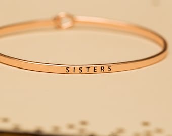 Bangle Bracelet, "Sisters", gift gold silver rose gold, stackable bangle