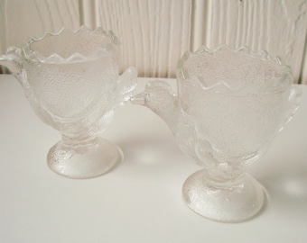 Pair of vintage clear glass chicken egg cups