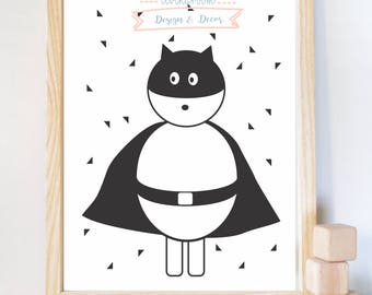 Super Hero, Printable, Digital Artwork, Wall Decor, Wall Art, Black and White, Quotes, Inspiring Ideas, Kids, Nursery