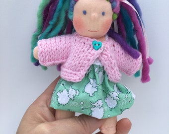 Five inches Waldorf doll, made of natural materials